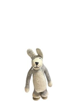 Gray & Cream Felt Stuffed Rabbit